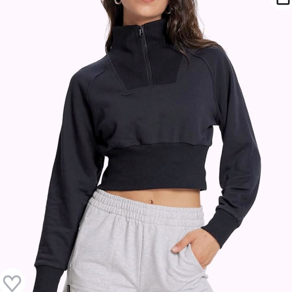 Half zip cropped sweatshirt black size L